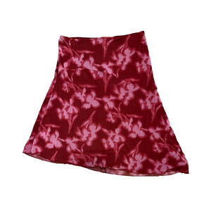 Wild Fable Y2K Skirt Women's Large Mesh Midi Floral Red Asymmetric Tie Dye